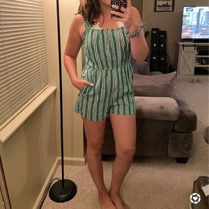 Green Striped Romper